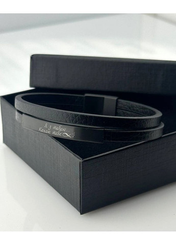 Шкіряний чоловічий браслет з гравіюванням багатошаровий з магнітною застібкою 21 см No Brand (369965003)