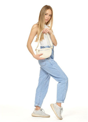 Жіноча поясна компактна сумка бананка з екошкіри Молочна (846024415) Sambag (360752290)