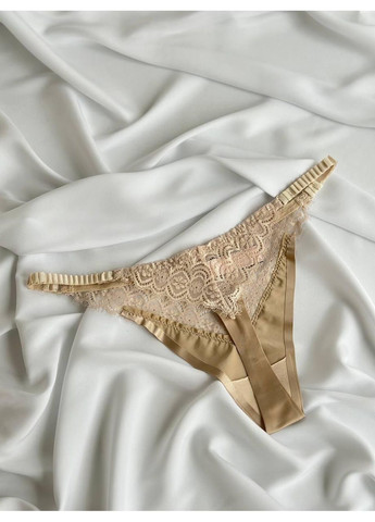 Сет жіночих трусиків-стрінгів мереживних чорний/бежевий. Комплект жіночої спідньої білизни з двох мереживних стрінгів. No Brand (365550106)