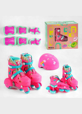 Ролики із захистом 57401-S 30-33 р, колір Рожевий, колеса PU 6см, зі світлом, в коробці (6900066380389) No Brand (357494263)