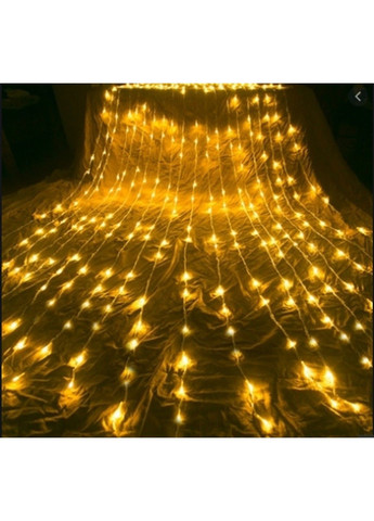 Гирлянда штора Водопад 3х3 м 320 LED (прозрачный шнур, с переходником) Золотой свет No Brand (331639617)
