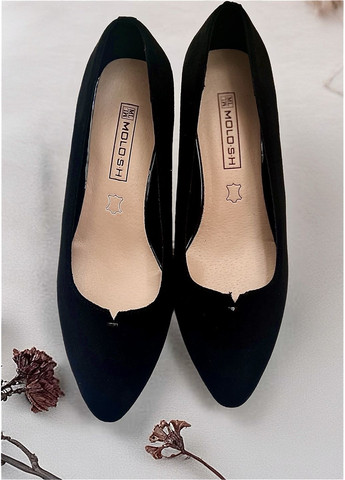 No Brand Жіночі замшеві туфлі на підборах 38 чорний з, — демісезон (362219091)