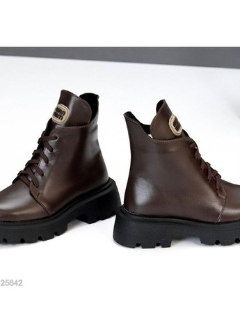 Зимові шкіряні коричневі черевики, зимові ботінки коричневі, ботінки шоколад, зимові черевики код 25642 Garti (365727292)