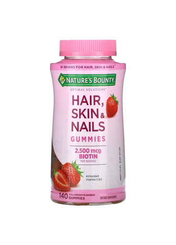Шкіра Волосся Нігті Hair Skin Nails вітаміни для краси та здоров'я 140 жувальних таблеток Nature's Bounty (271039978)