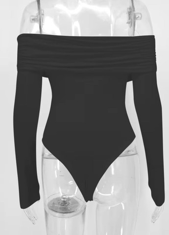 Жіночий боді з відкритими плечима і драпіруванням однотонний No Brand (364845715)