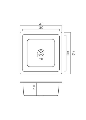 Гранитная мойка для кухни 4040 RUBA матовый серый Platinum (336938555)