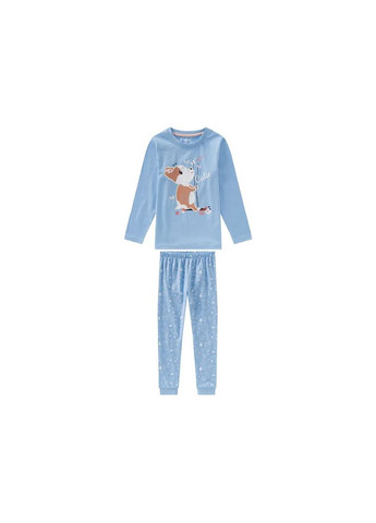 Блакитна всесезон піжама для дівчинки лонгслив + брюки Lupilu