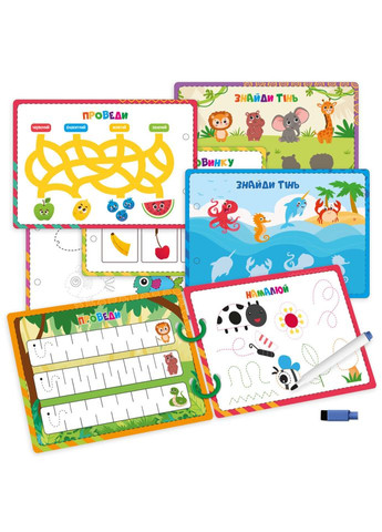 Детские развивающие карточки "Пиши-стирай Львенок" VT2020-02, 9 страниц Vladi toys (366991992)