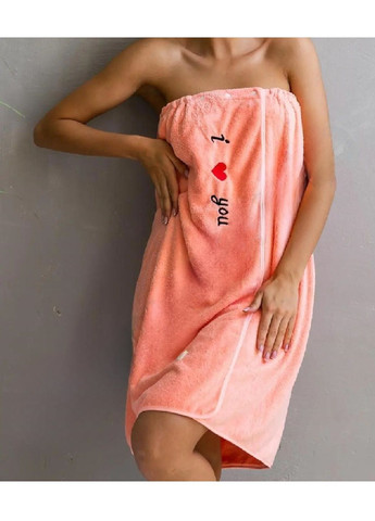 Комплект полотенце халат чалма на голову для сауны бани душа бассейна микрофибра 140х80 см (476953-Prob) Персиковый с надписью Unbranded (292848662)