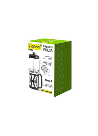 Френч-прес MR-1663-600-BLACK 600мл пластик чорний Maestro (386750530)