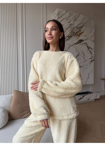 Бежева зимня піжама жіноча кофта + брюки KaraMix