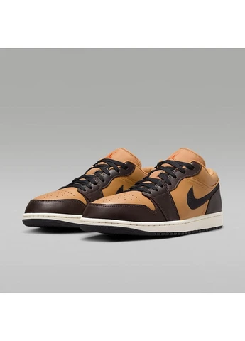 Цветные демисезонные кроссовки 1 low se orange/brown hq3603-201 Air Jordan