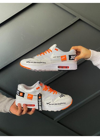 Белые демисезонные кроссовки мужские nike air max 87 just do it white orange найк аир макс 87 No Brand