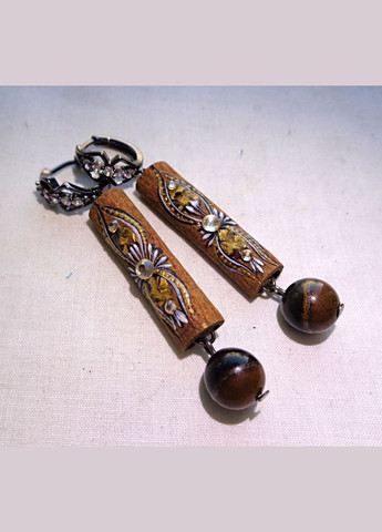 Серьги из дерева ручной работы из корицы "Тайна сердолика" No Brand (349842678)