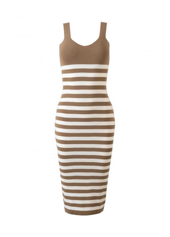 Бежева повсякденний жіноча в'язана сукня міді з віскозою та шовком — лімітована серія (2454) Triko Bakh