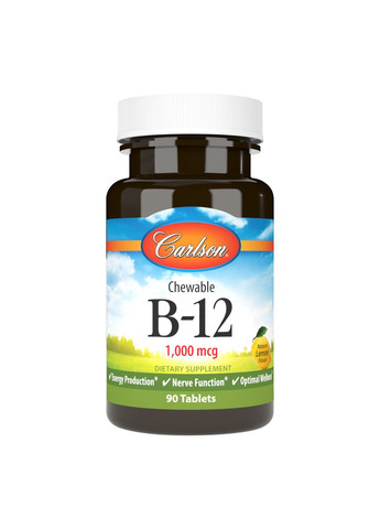 Витамин B-12 Carlson Chewable Vitamin B-12, Lemon, 1,000 mcg, 90 Tablets Carlson Labs (291848505)
