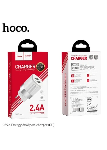 Сетевое зарядное устройство для телефона на 2USB C55A |2USB, 2.4A| Hoco (337350788)