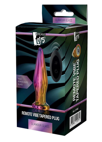Анальная пробка с вибрацией стеклянная конусная GLAMOUR GLASS Dream Toys (306440122)