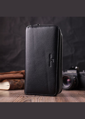 Чоловічий клатч на два відділення із натуральної шкіри 22531 Чорний st leather (302009299)