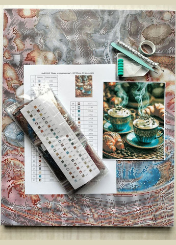 Набір алмазної мозаїки НА підрамнику АЛМр-263 "Кава з круасанами", 40*50см АлМазка (332211853)