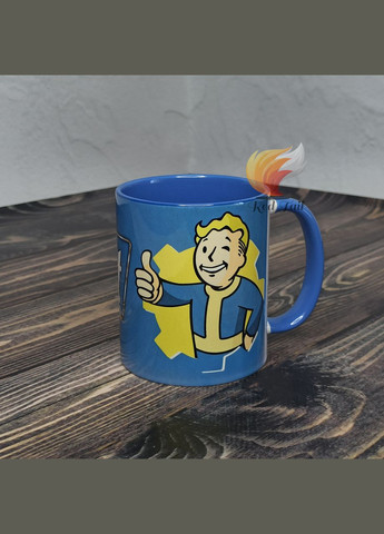 Чашка подарункова "Fallout" (Фолаут) 330 мл колір в середині блакитний No Brand (328439491)