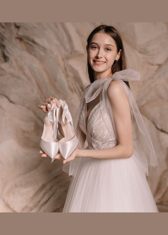 No Brand Свадебные женские туфли с лентой и дополнительным атласным ремешком 8 см. Белый цвет. белый з текстиль, — лето (322414798)