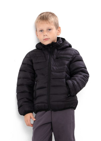 Черная демисезонная стеганая демисезонная куртка для мальчика однотонная (p-18197) Носи своє