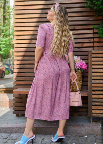 Рожева повсякденний вільна літня сукня з квітковим візерунком No Brand з квітковим принтом