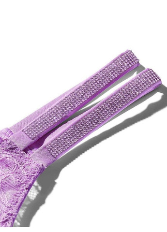 Женские трусики Shine Strap Lace Thong Panty кружево со стразами L фиолетовый Victoria's Secret (282964808)