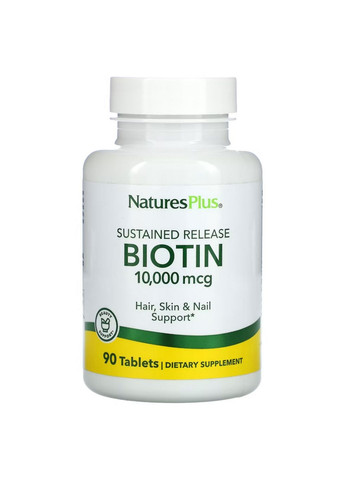 Витамины и минералы Biotin 10000 mcg, 90 таблеток Natures Plus (293339214)