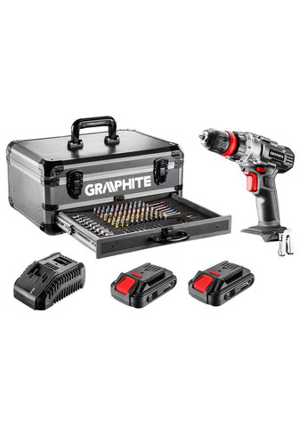 Шурупокрутдриль акумуляторний Energy+, 18В 2х2.0А•год, 44Нм, 0-1250об•хв, набір 109шт приладдя, кейс, 7.35кг Graphite (314928804)