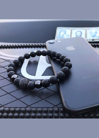 Чоловічий браслет з натурального каміння (агат), чорний No Brand (328251259)