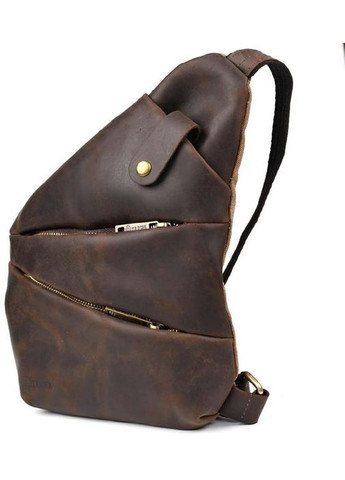 Сумка слинг через плечо мужская из натуральной кожи и текстиля для телефона и для документов средняя Коричневый 38820 TARWA (351403651)