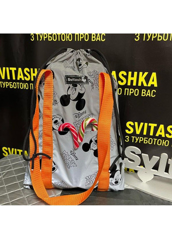 Світловідбиваюча сумка шоппер Світашка цукерочка з кишенями Міккі помаранчеві ручки No Brand (311300807)