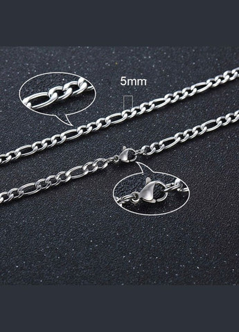 Чоловічий металевий срібний ланцюжок на шию, підвіска із сталі ширина 5 мм No Brand (328048521)