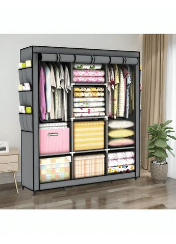 Текстильный складной шкаф гардероб с полками вешалками для хранения одежды сумок 8 полок 175×130×45 см (481630-Prob) Unbranded (364233670)
