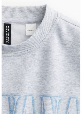 Світло-сірий демісезонний жіночий світшот оверсайз з принтом н&м (58003) xs світло-сірий H&M