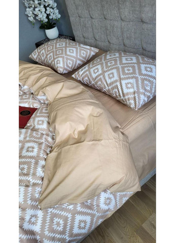 Постельное белье с резинкой Орнамент беж, ранфорс Полуторный размер, наволочки 50/70 No Brand (364220393)