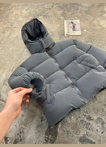 Графітова зимня куртка пуховик оверсайз No Brand