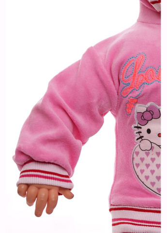 Рожевий зимній костюм з довгим рукавом для велюрової дівчинки з кітті рожевий 74 см (27649) BABYKROHA