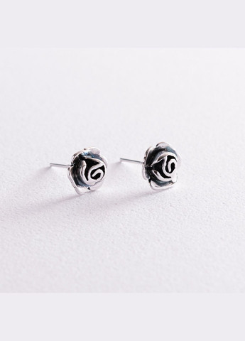 Срібні сережки пусети Троянди 121953 Oniks (264022449)