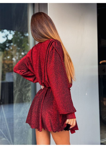 Червона святковий, вечірня жіноча сукня з тканини люрекс з спідницею-сонце No Brand однотонна