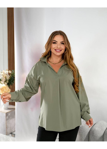 Оливкова блуза сорочка жіноча софт, мод. 303 Sofia 300