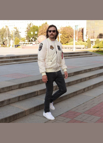 Молочная демисезонная бомбер ma-1 с нашивками 831 Olymp 21-BM-001/Н-WH