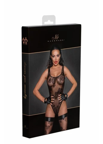 Боді F242 Tulle body with patterned flock embroidery, Noir Handmade (340275193)