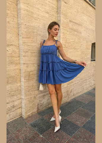 Блакитна повсякденний сукня DK/DL Мода без кордонів однотонна