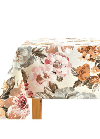 Скатерть 140x170 см хлопковая с пятно- и водоотталкивающей пропиткой, цветы, беж IDEIA (318493306)