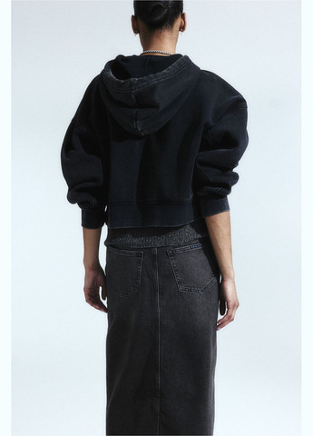 Черная кэжуал однотонная джинсовая юбка с бахромой H&M