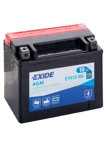 Мото акумулятор AGM 6СТ-10Ah Аз 12В 150А (EN) ETX12-BS Exide (349807704)