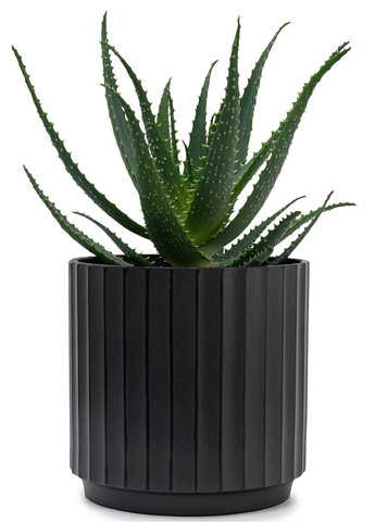 Кашпо для цветов elemi Грань 20.5 см керамическое 4,2 л черное Мамин Посуд (336213677)